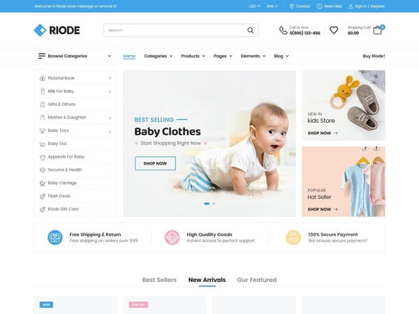 Riode html5 template baby