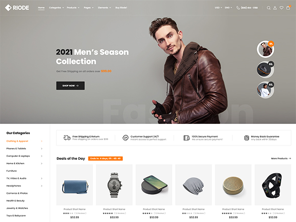 Riode html5 template market1